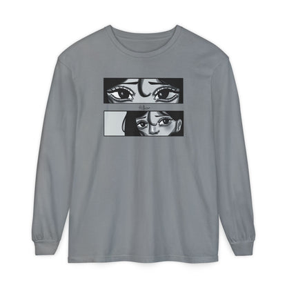Unisex Garment-dyed Long Sleeve T-Shirt (A Quiet Moment)