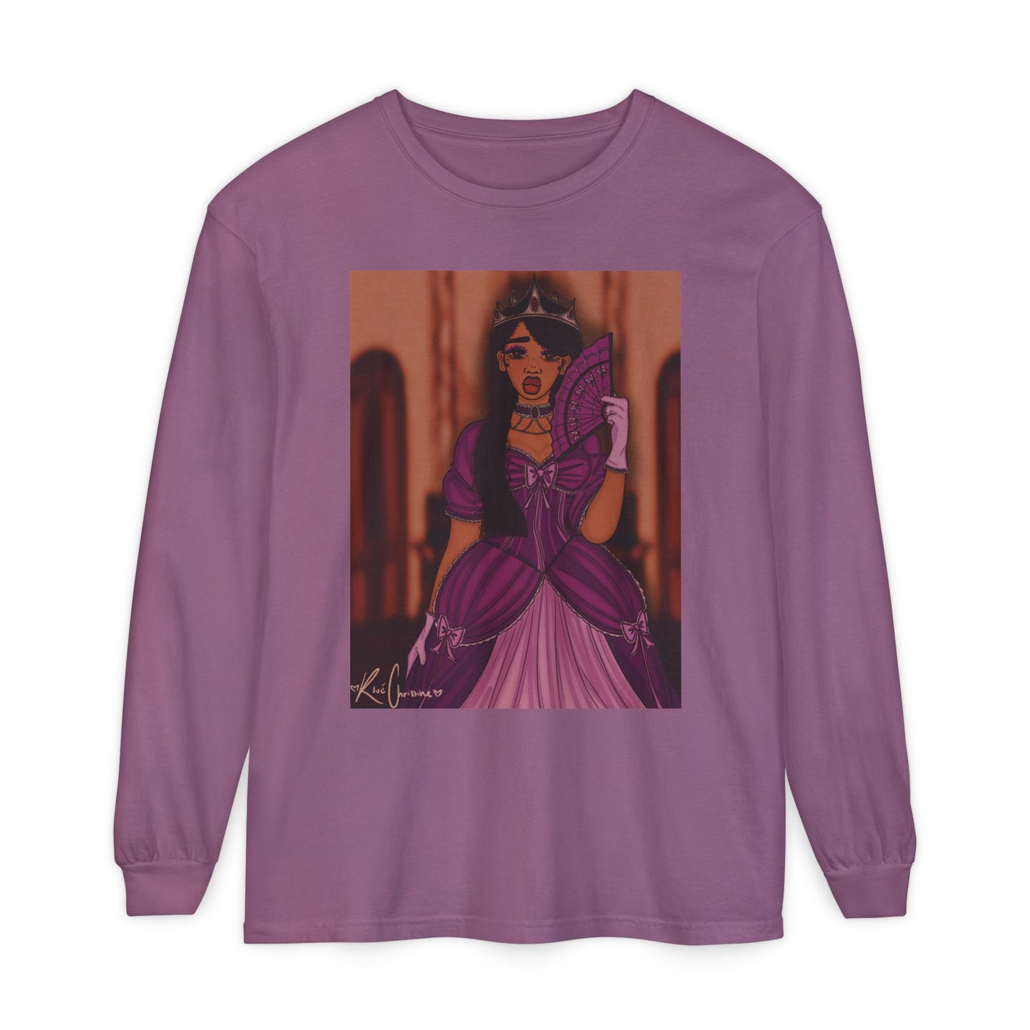 Unisex Garment-dyed Long Sleeve T-Shirt (Princess)