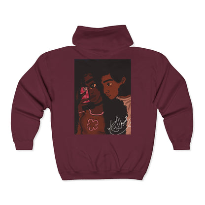 Unisex Zip Up Sweatshirt - Black Love