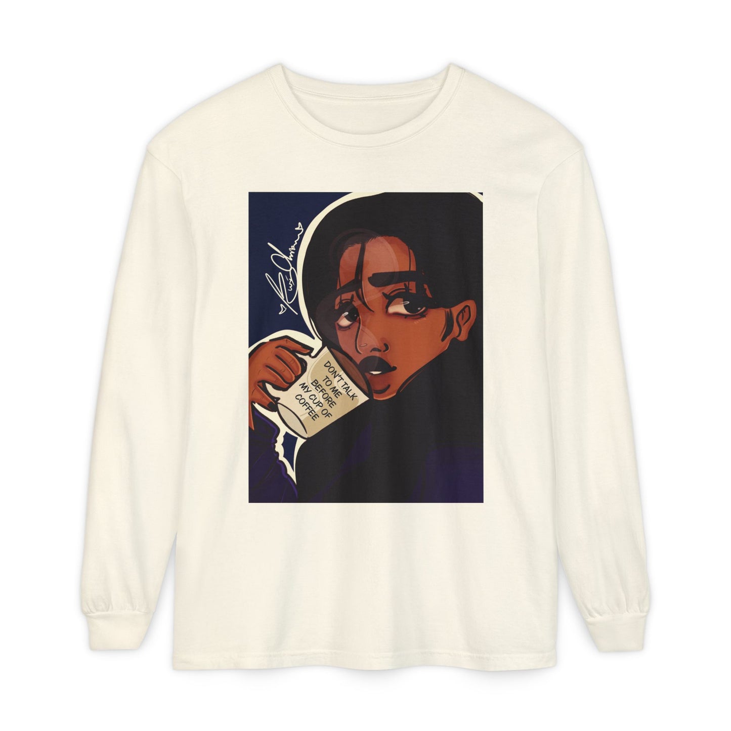 Unisex Garment-dyed Long Sleeve T-Shirt (Coffee)