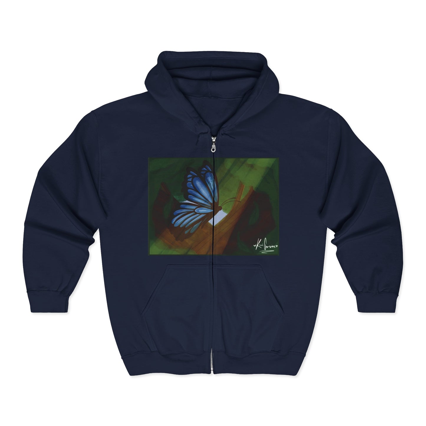 Unisex Heavy Blend™ Full Zip Hooded Sweatshirt (Blue Butterfly)