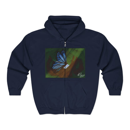 Unisex Heavy Blend™ Full Zip Hooded Sweatshirt (Blue Butterfly)