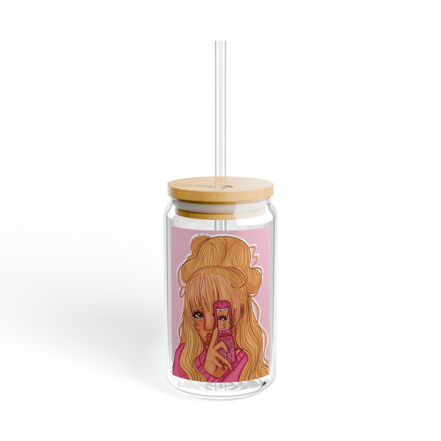 Sipper Glass, 16oz - Pink 90’s Girl