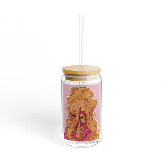 Sipper Glass, 16oz - Pink 90’s Girl