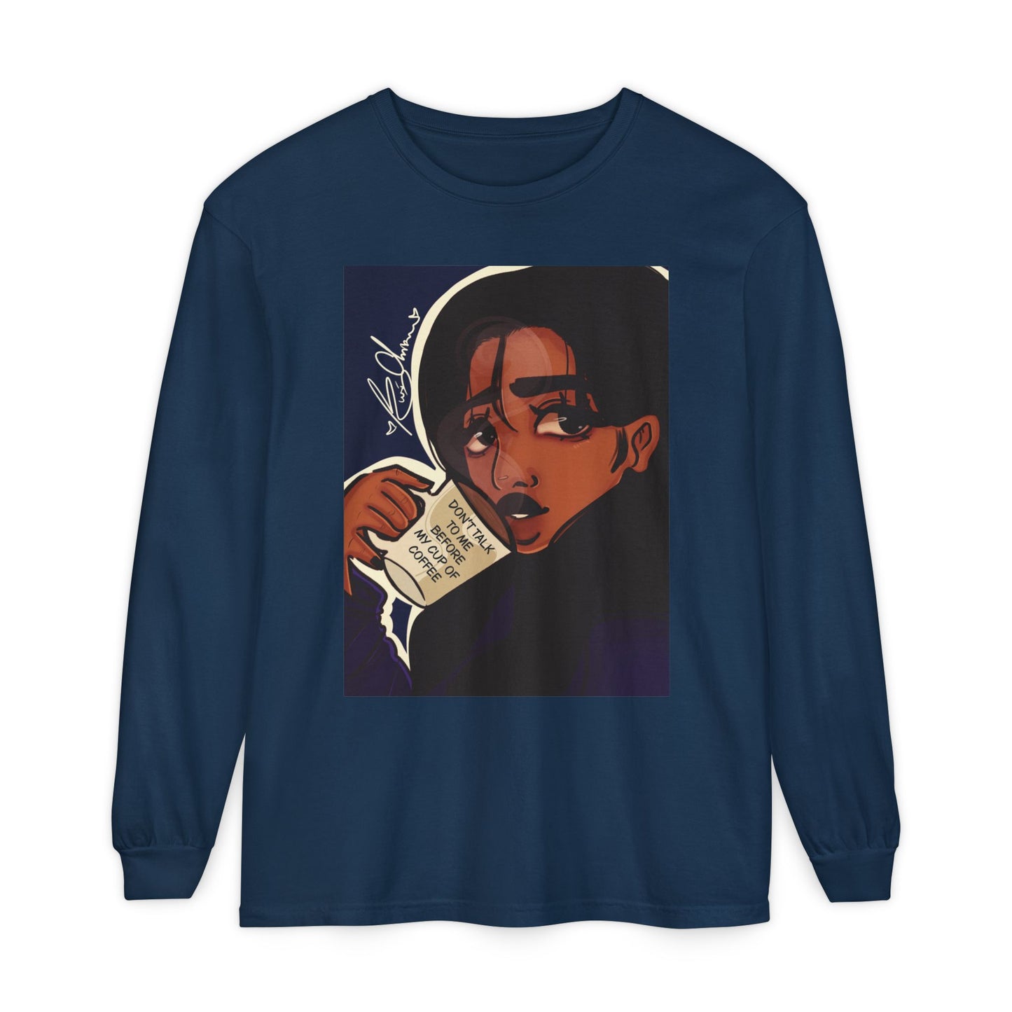 Unisex Garment-dyed Long Sleeve T-Shirt (Coffee)