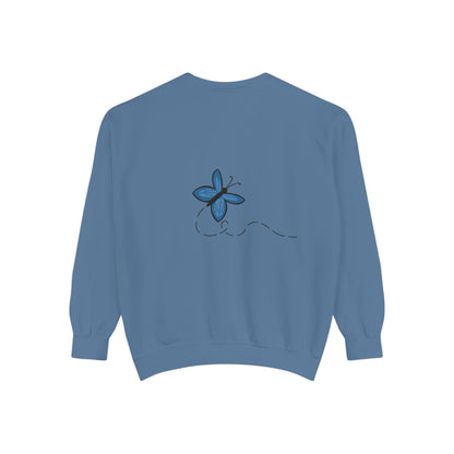 Unisex Garment-Dyed Sweatshirt (Blue Butterfly)