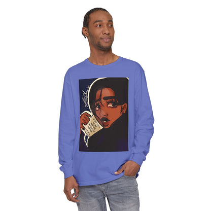 Unisex Garment-dyed Long Sleeve T-Shirt (Coffee)