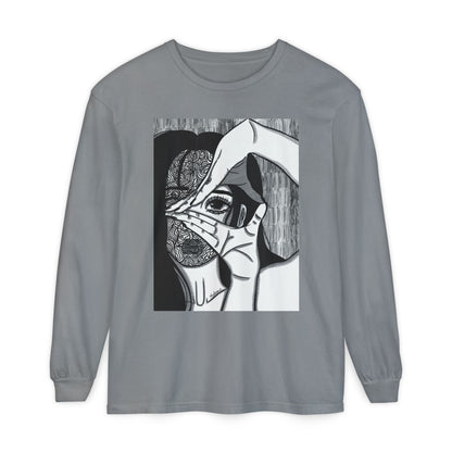 Unisex Garment-dyed Long Sleeve T-Shirt (Illusions)