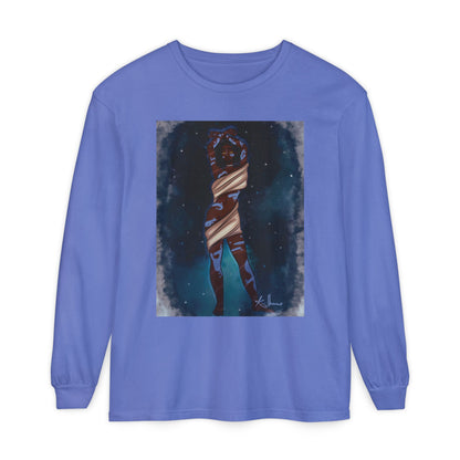 Unisex Garment-dyed Long Sleeve T-Shirt (Space)