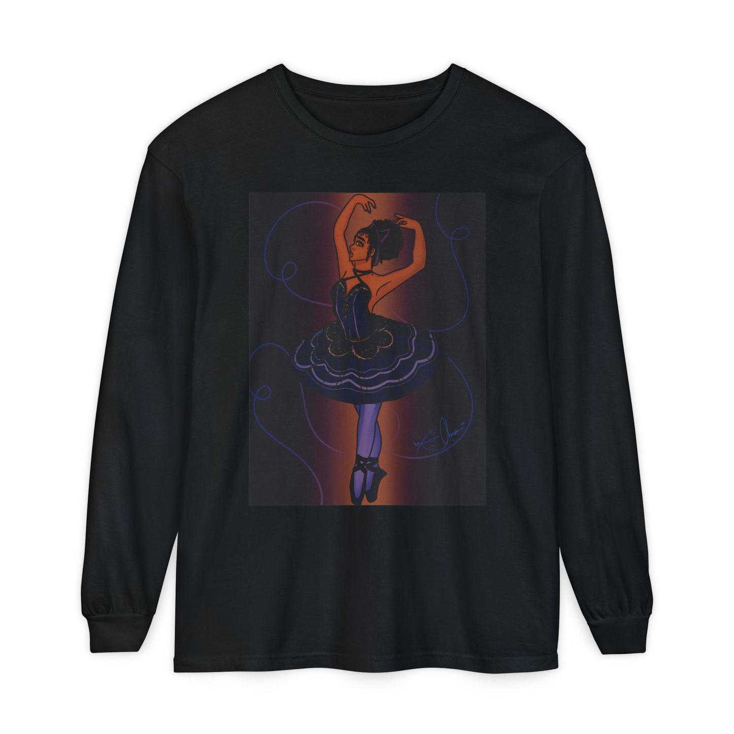Unisex Garment-dyed Long Sleeve T-Shirt (Ballerina)