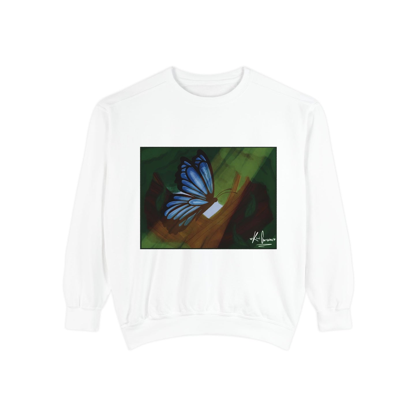 Unisex Garment-Dyed Sweatshirt (Blue Butterfly)
