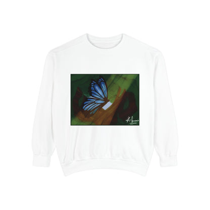 Unisex Garment-Dyed Sweatshirt (Blue Butterfly)