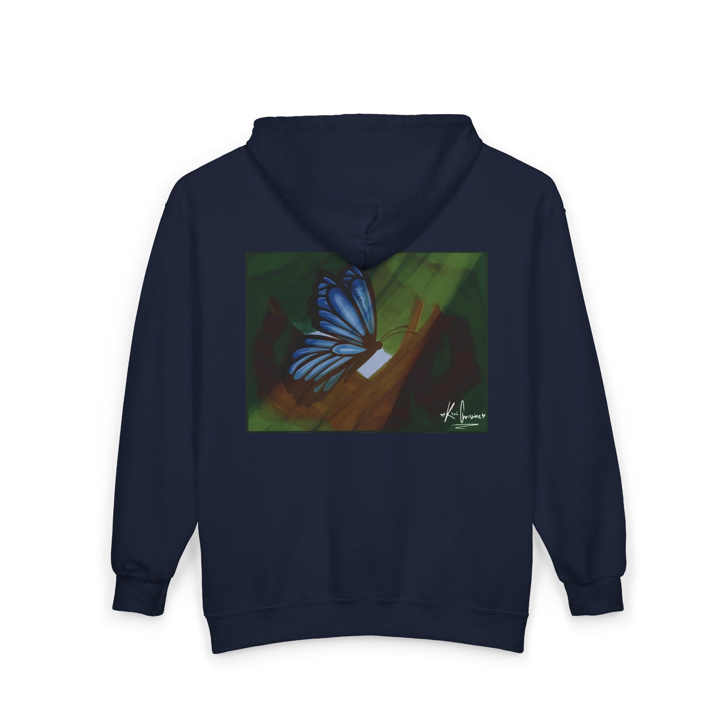 Unisex Zip Up Sweatshirt - Blue Butterfly