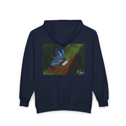 Unisex Zip Up Sweatshirt - Blue Butterfly