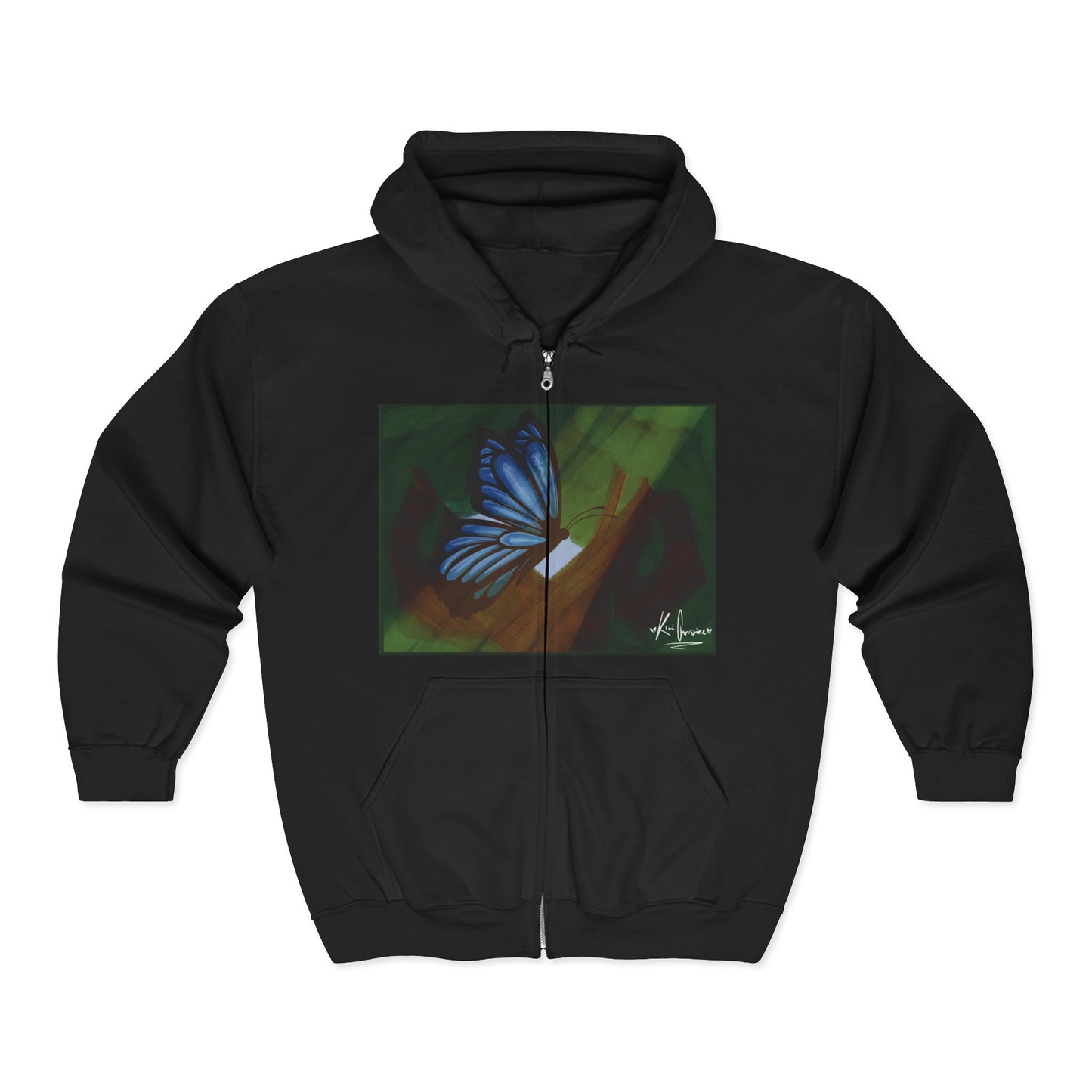 Unisex Heavy Blend™ Full Zip Hooded Sweatshirt (Blue Butterfly)