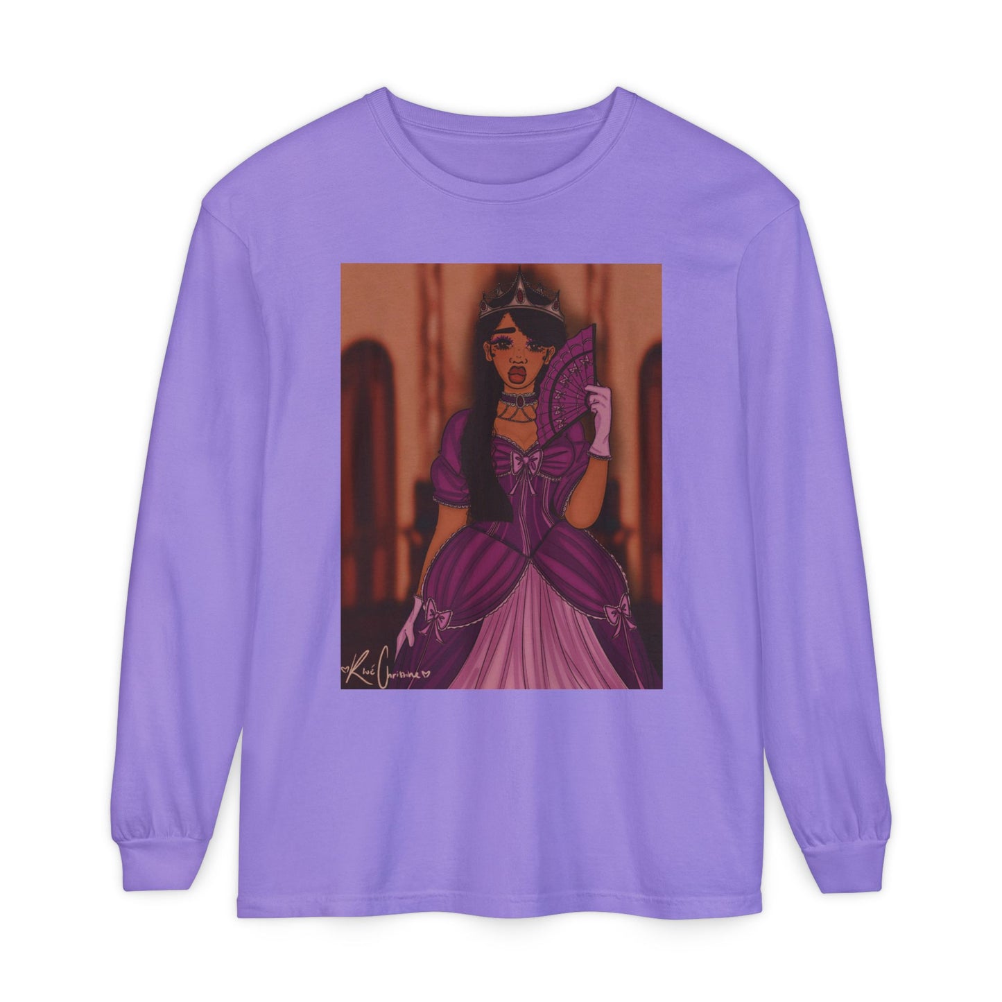 Unisex Garment-dyed Long Sleeve T-Shirt (Princess)