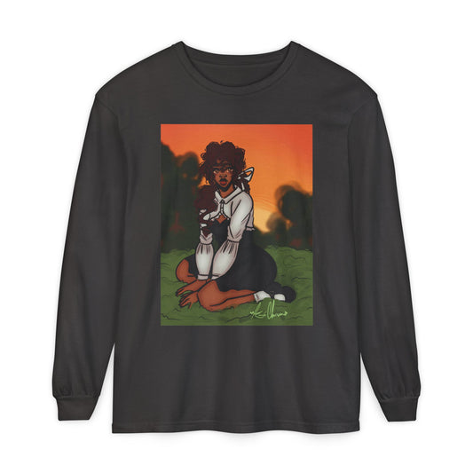 Unisex Garment-dyed Long Sleeve T-Shirt (Sunset)