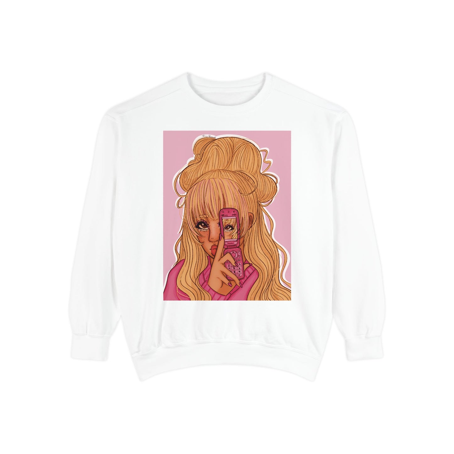 Unisex Garment-Dyed Sweatshirt (Pink 90‘s Girl)