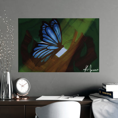 Horizontal Matte Poster - Blue Butterfly