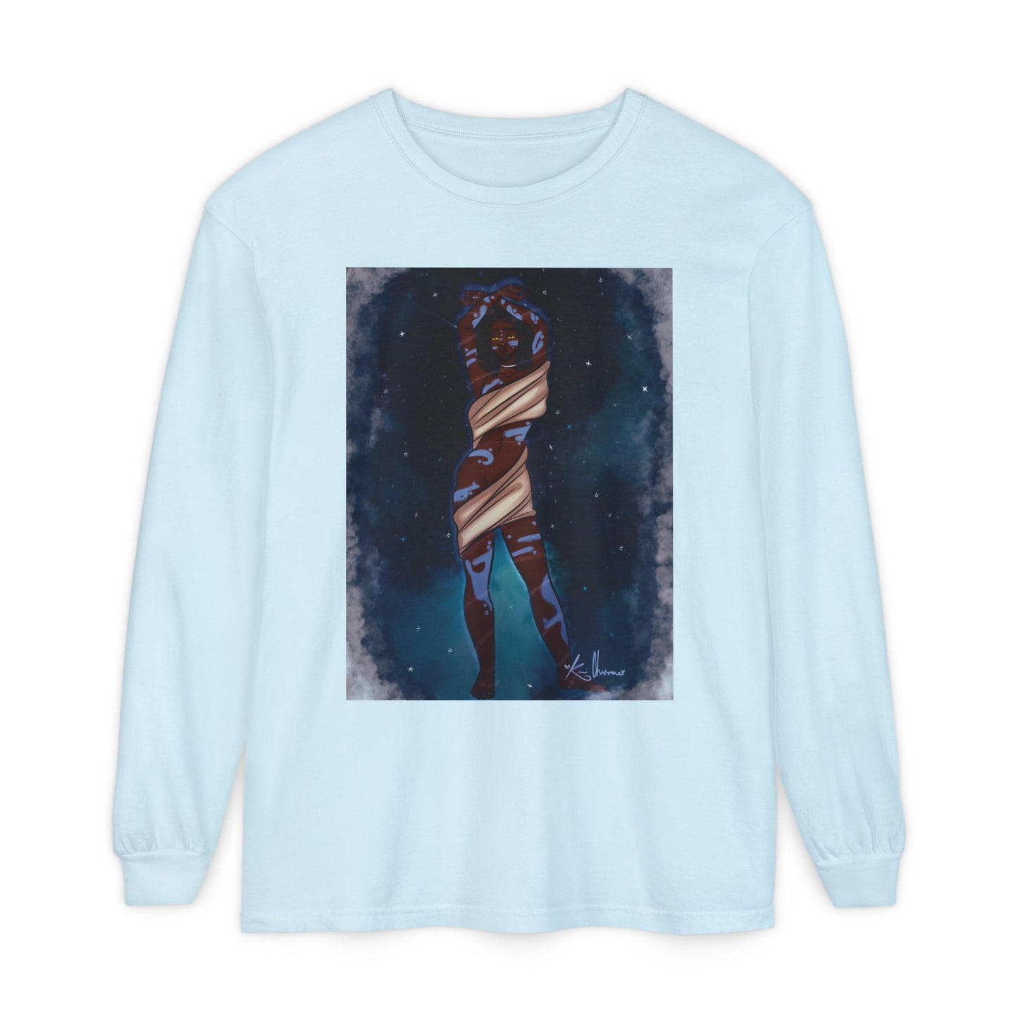 Unisex Garment-dyed Long Sleeve T-Shirt (Space)