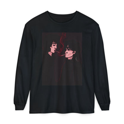 Unisex Garment-dyed Long Sleeve T-Shirt (Dark Times)