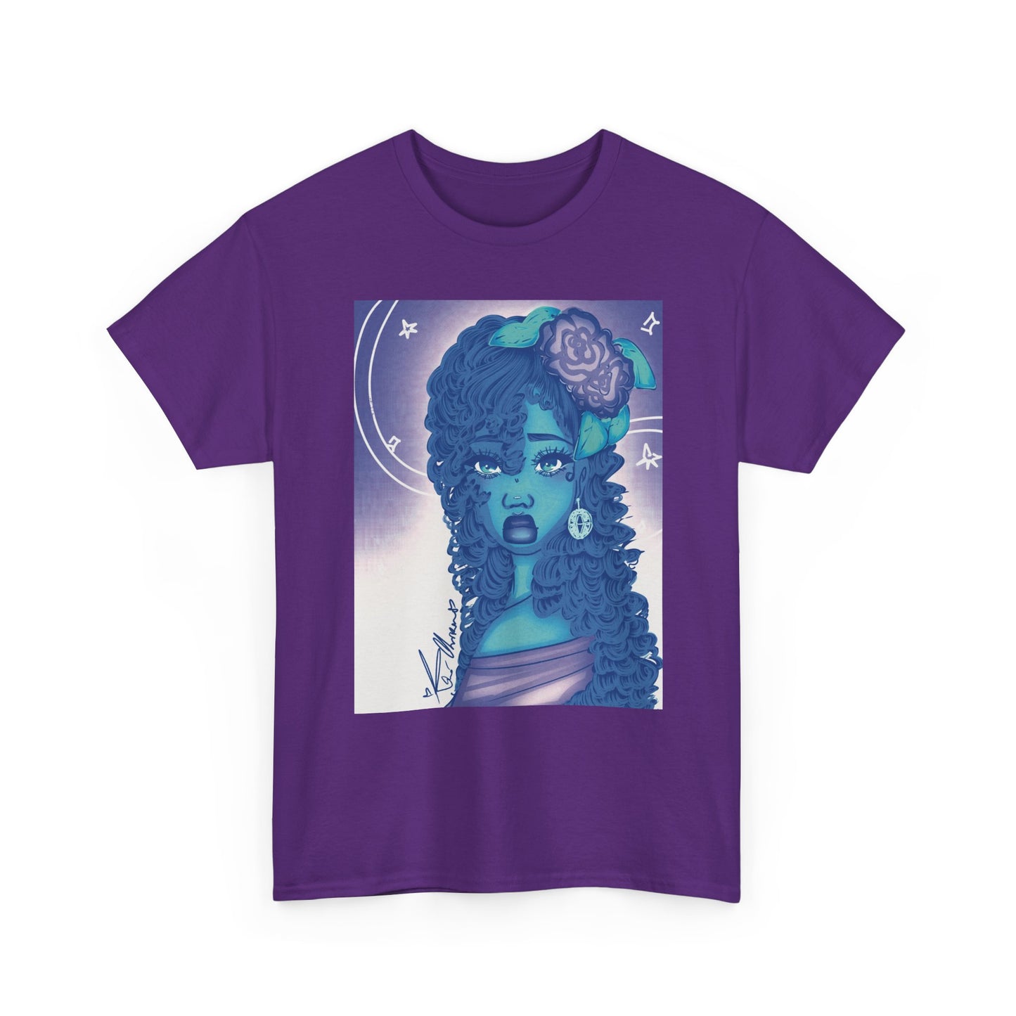 Unisex Heavy Cotton Tee (Blue Rose)