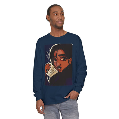 Unisex Garment-dyed Long Sleeve T-Shirt (Coffee)