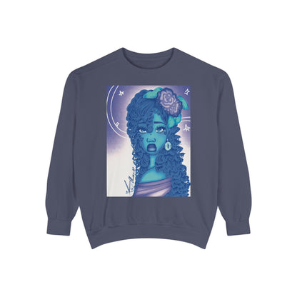 Unisex Garment-Dyed Sweatshirt (Blue Rose)