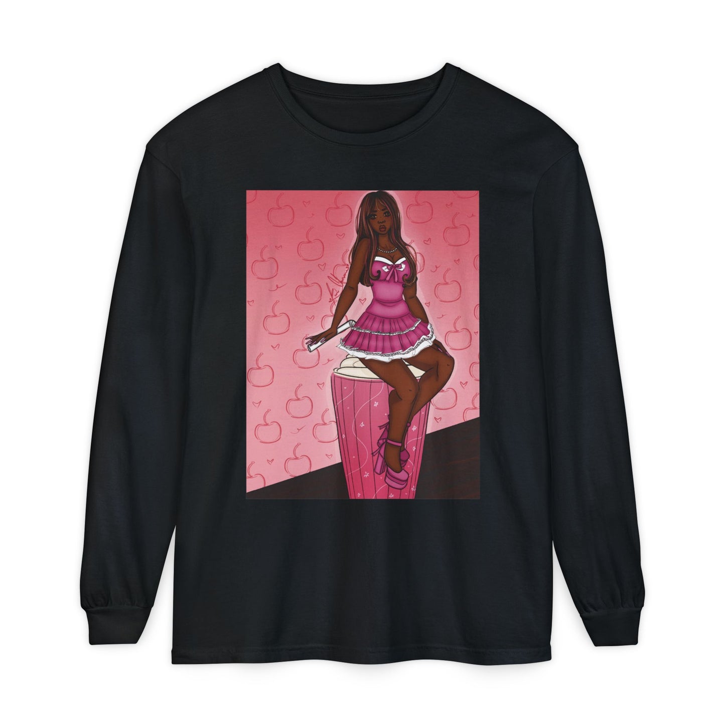 Unisex Garment-dyed Long Sleeve T-Shirt (Milkshake)