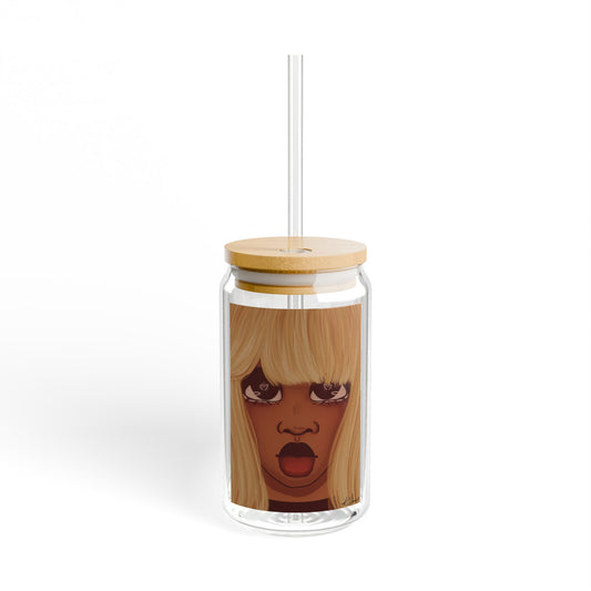Sipper Glass, 16oz - Heart Eyes