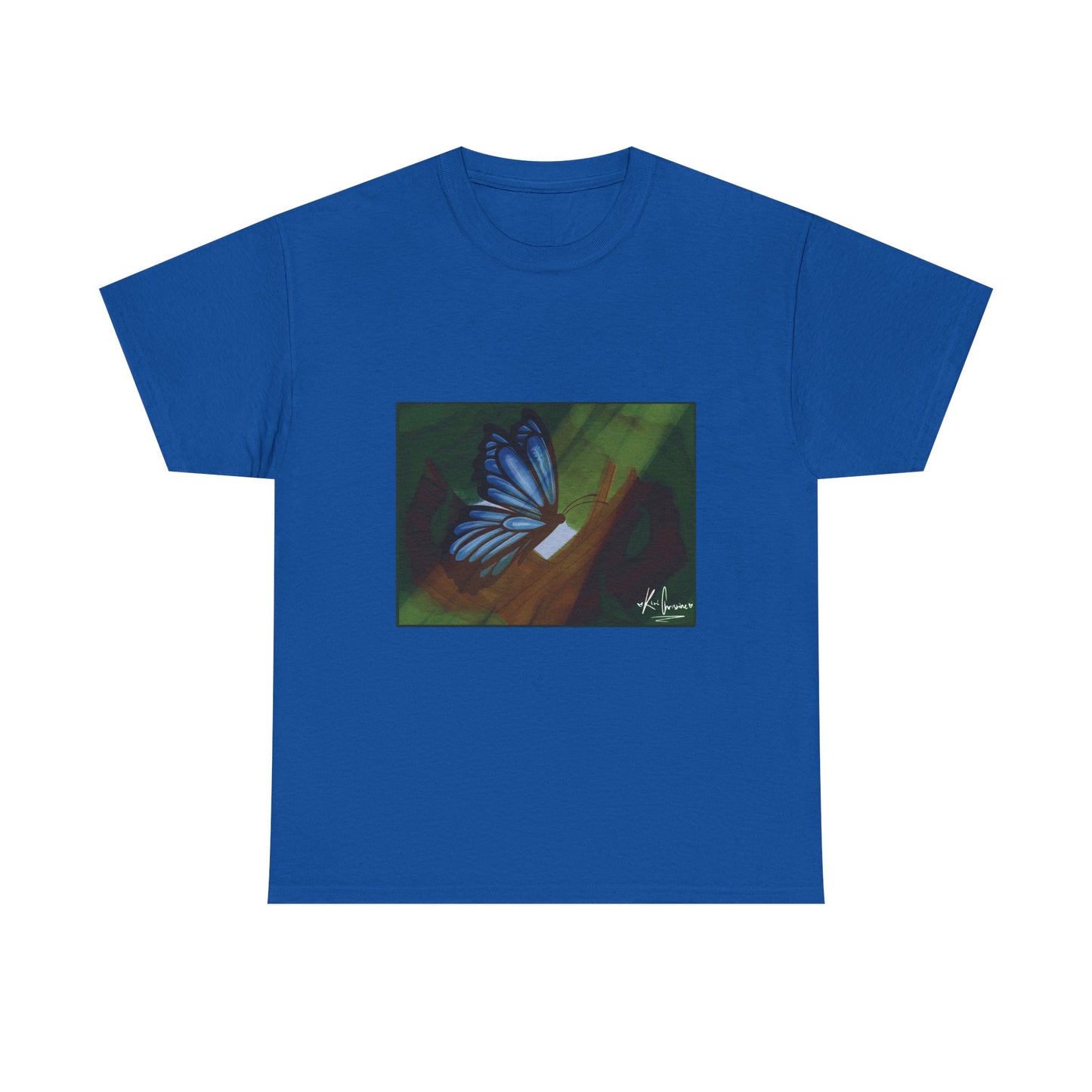 Unisex Heavy Cotton Tee (Blue Butterfly)