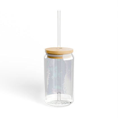 Sipper Glass, 16oz - Blue Rose
