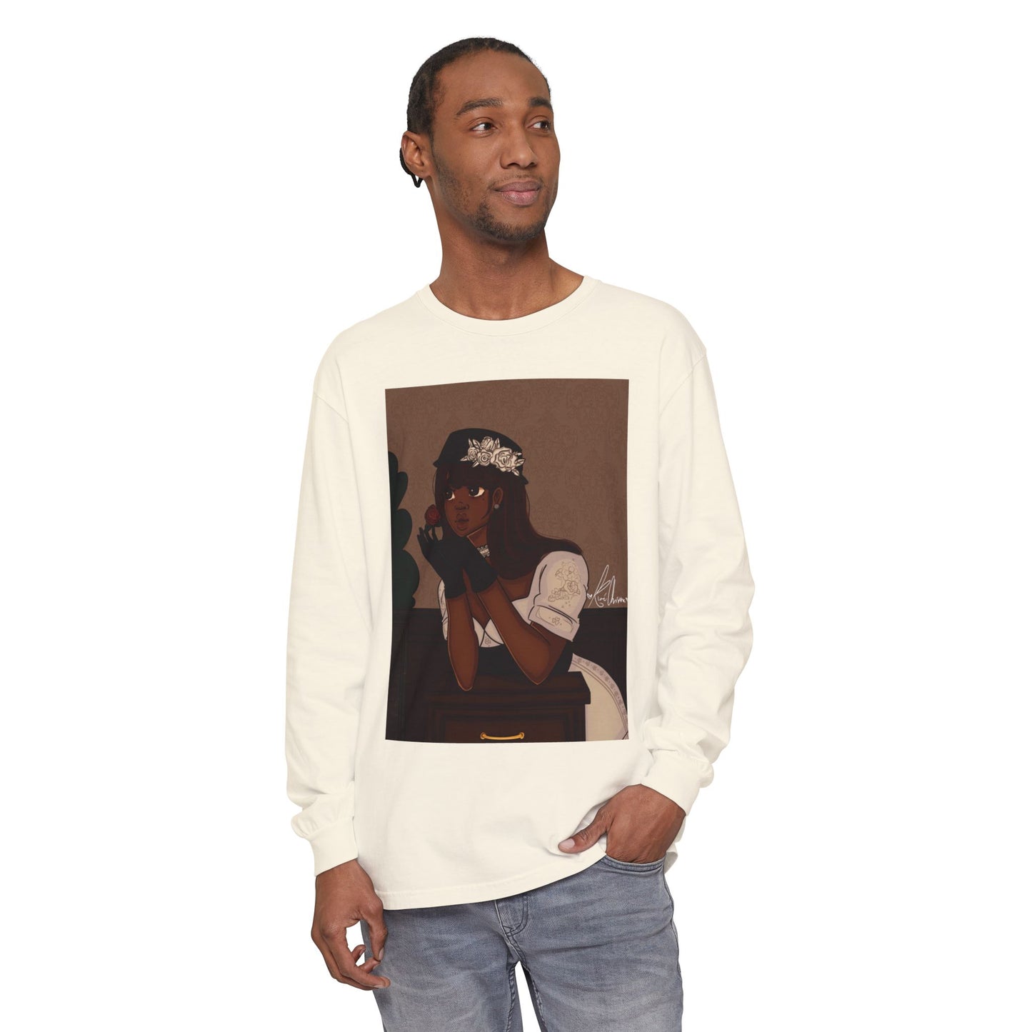 Unisex Garment-dyed Long Sleeve T-Shirt (My Humble Abode)