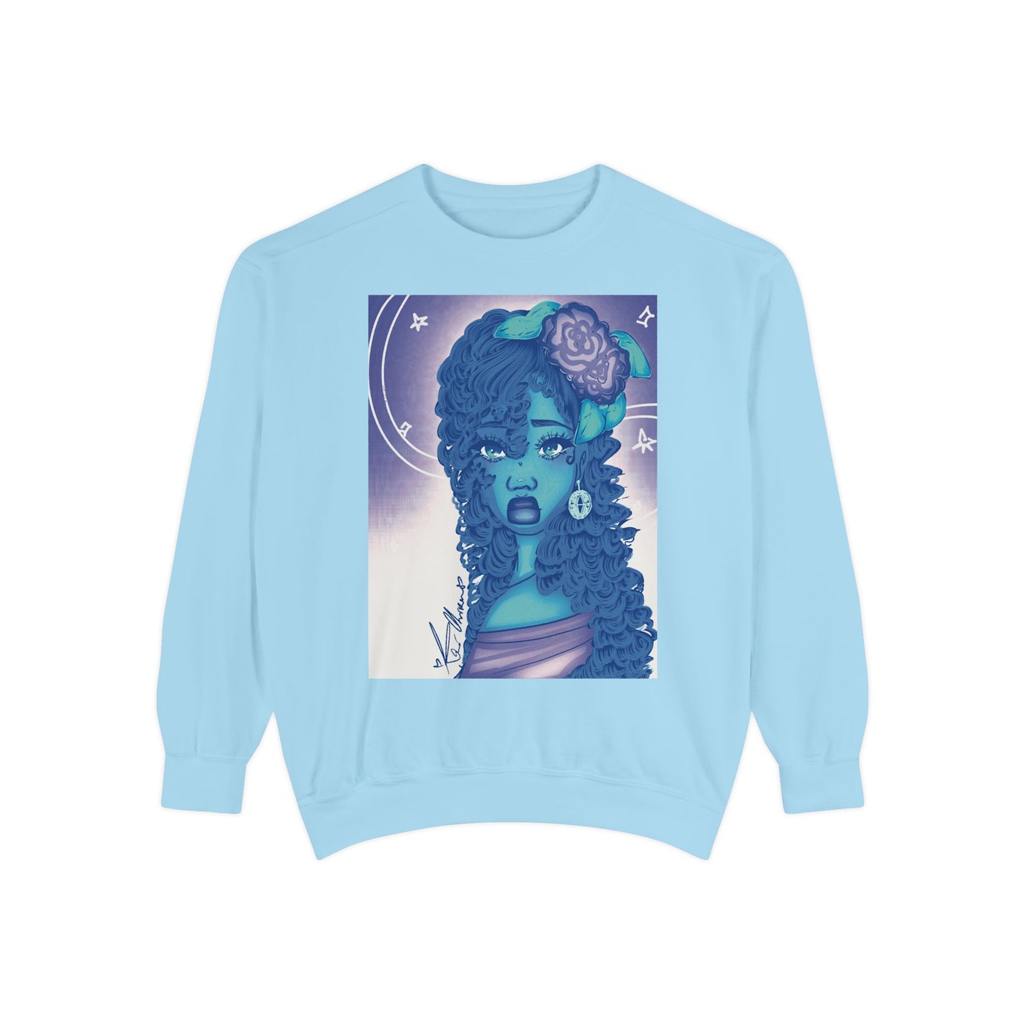 Unisex Garment-Dyed Sweatshirt (Blue Rose)