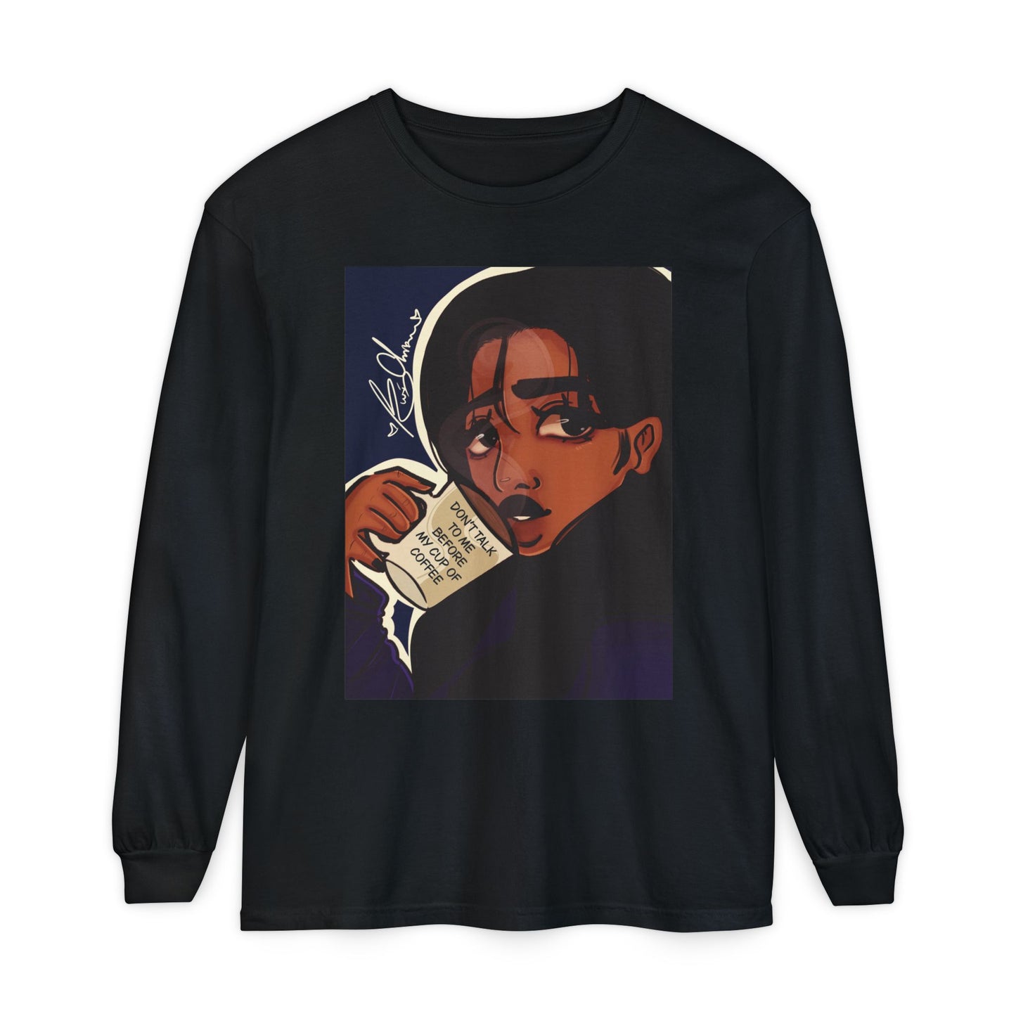 Unisex Garment-dyed Long Sleeve T-Shirt (Coffee)