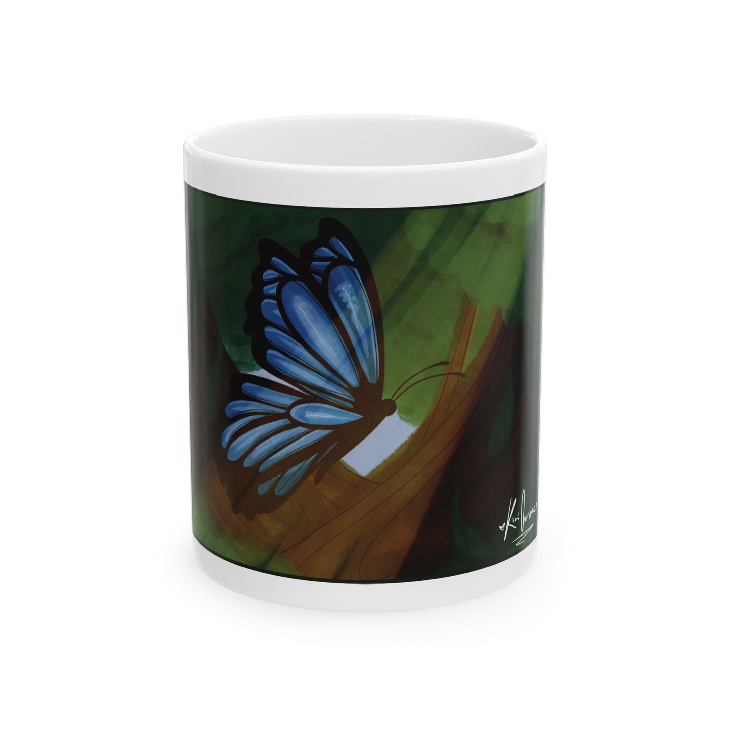 Ceramic Mug, (11oz, 15oz) - Blue Butterfly