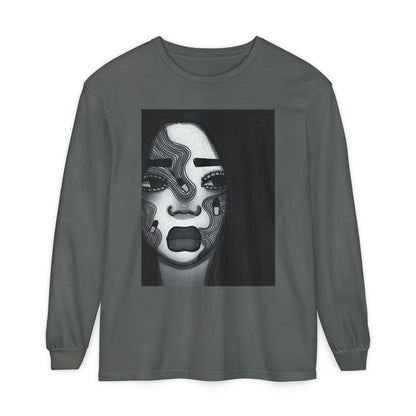 Unisex Garment-dyed Long Sleeve T-Shirt (Addiction)