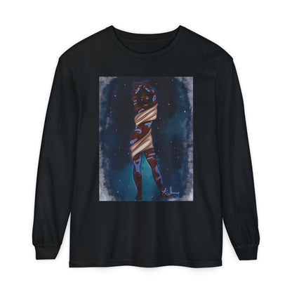 Unisex Garment-dyed Long Sleeve T-Shirt (Space)