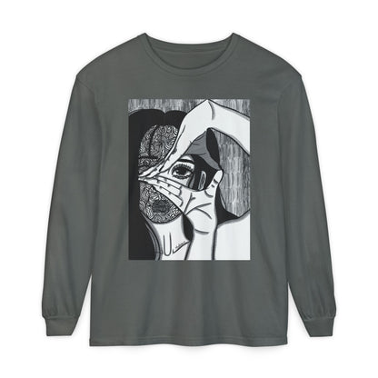 Unisex Garment-dyed Long Sleeve T-Shirt (Illusions)