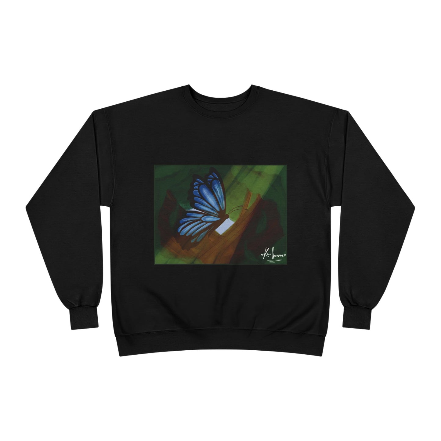 Unisex EcoSmart® Crewneck Sweatshirt (Blue Butterfly)