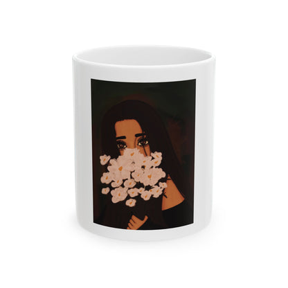 Ceramic Mug, (11oz, 15oz) - Flowers
