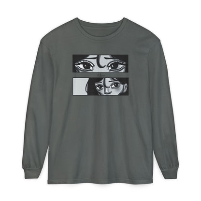 Unisex Garment-dyed Long Sleeve T-Shirt (A Quiet Moment)