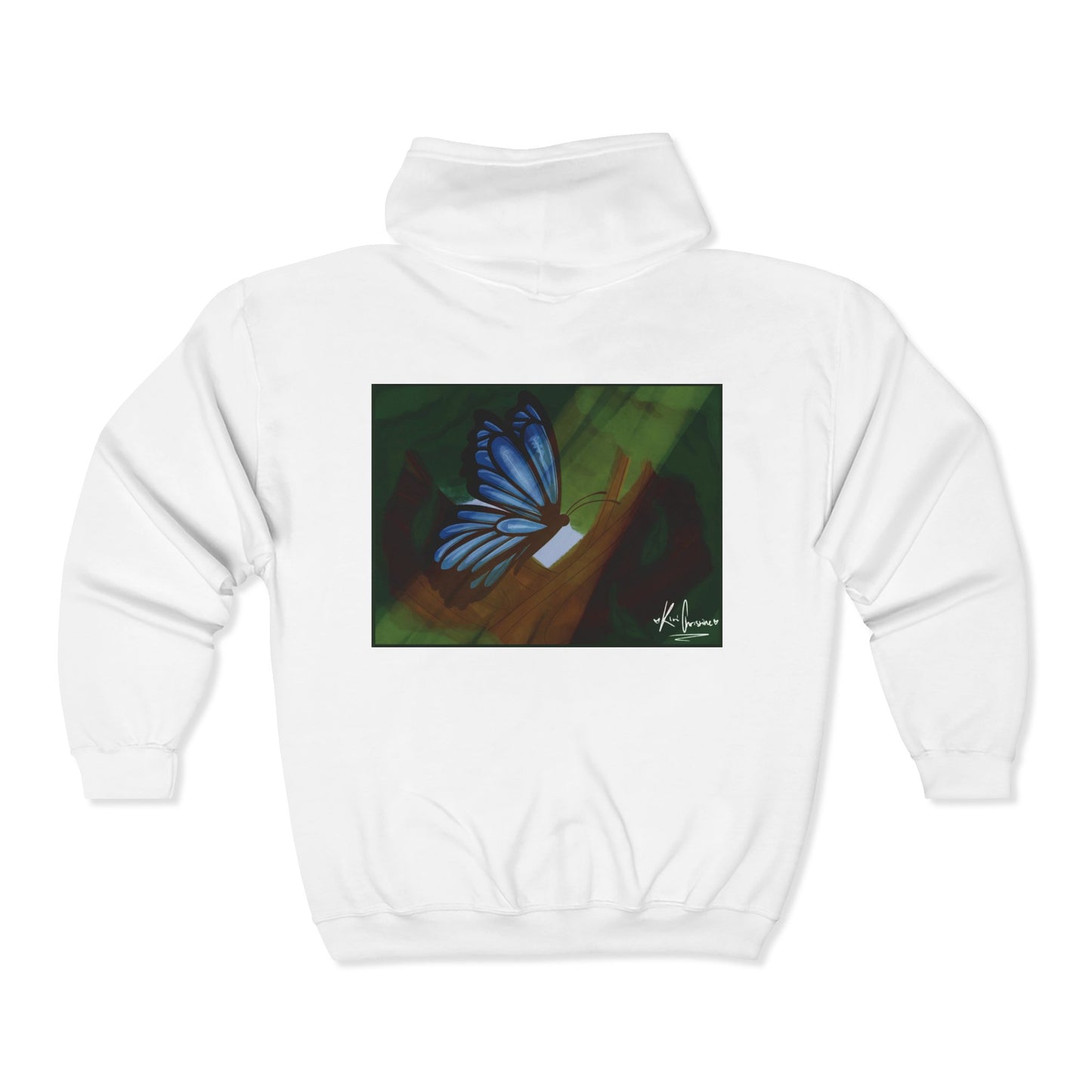 Unisex Zip Up Sweatshirt - Blue Butterfly