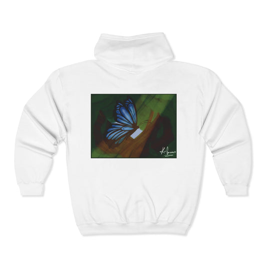 Unisex Zip Up Sweatshirt - Blue Butterfly