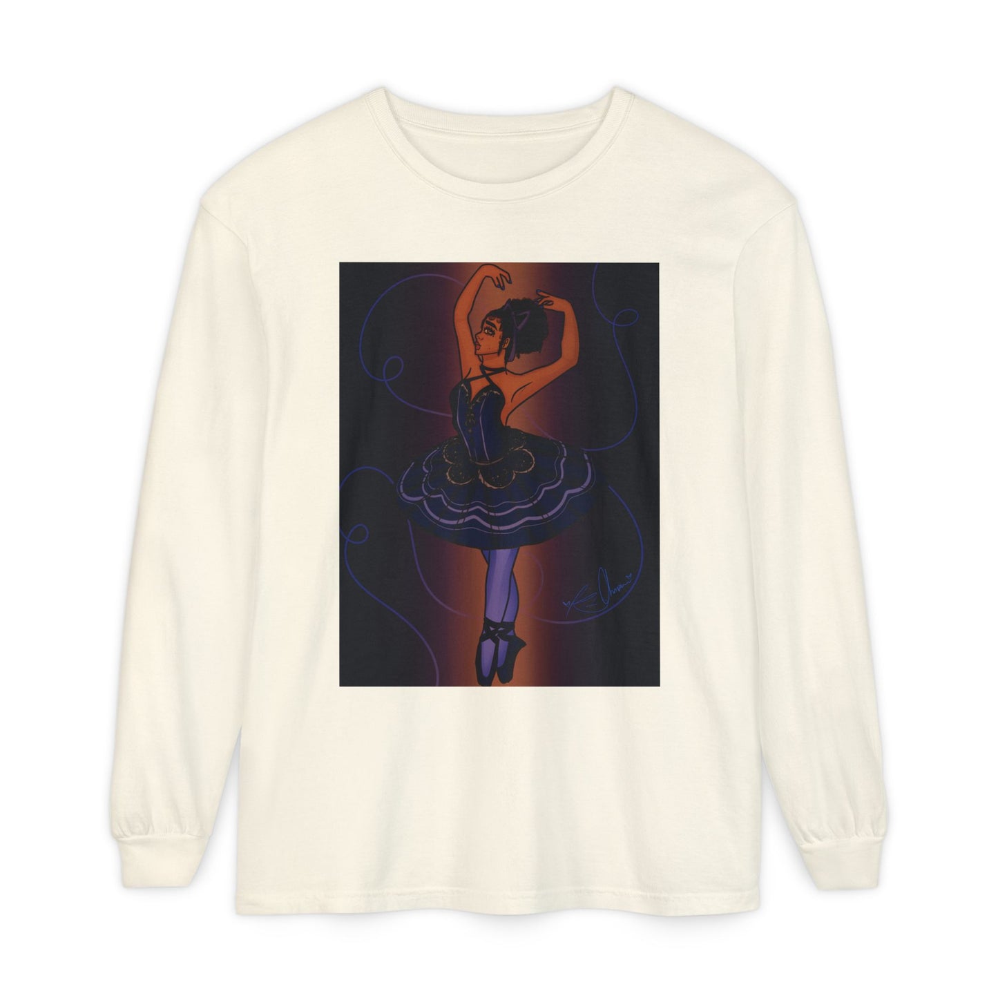 Unisex Garment-dyed Long Sleeve T-Shirt (Ballerina)