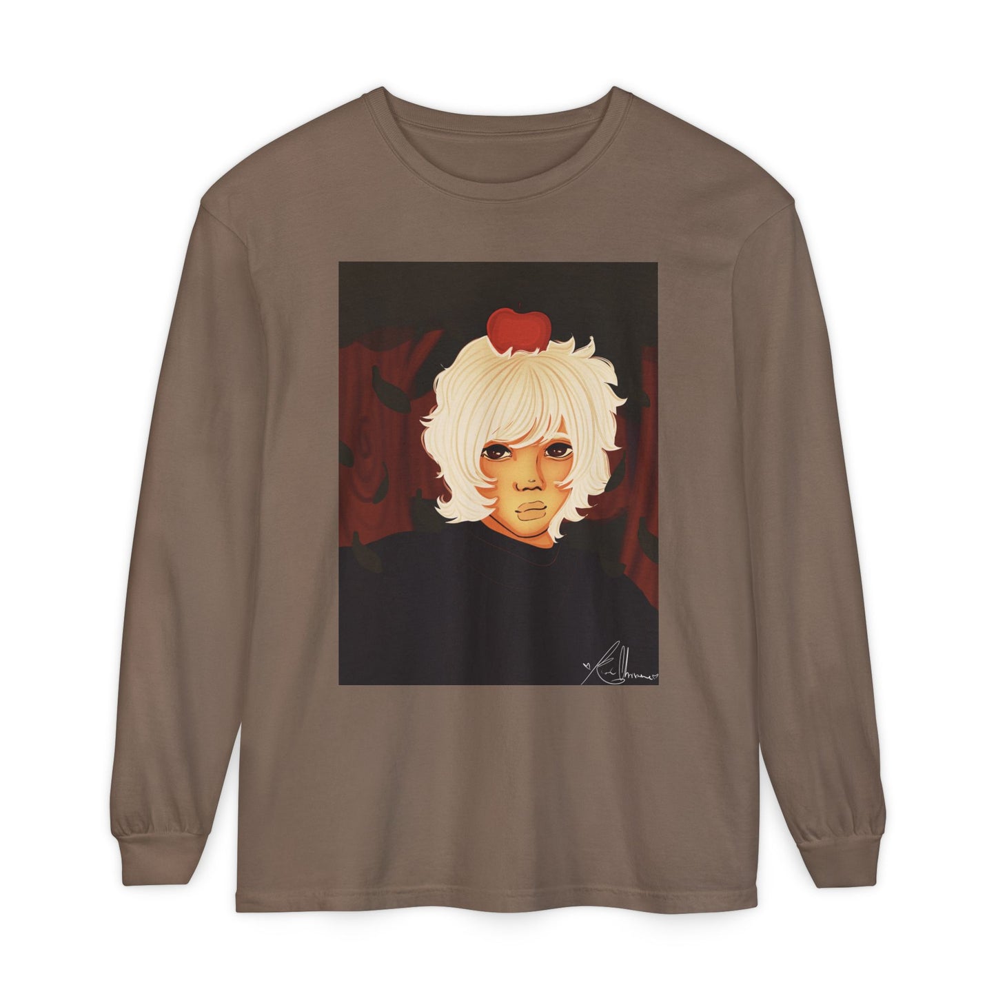 Unisex Garment-dyed Long Sleeve T-Shirt (Apple)