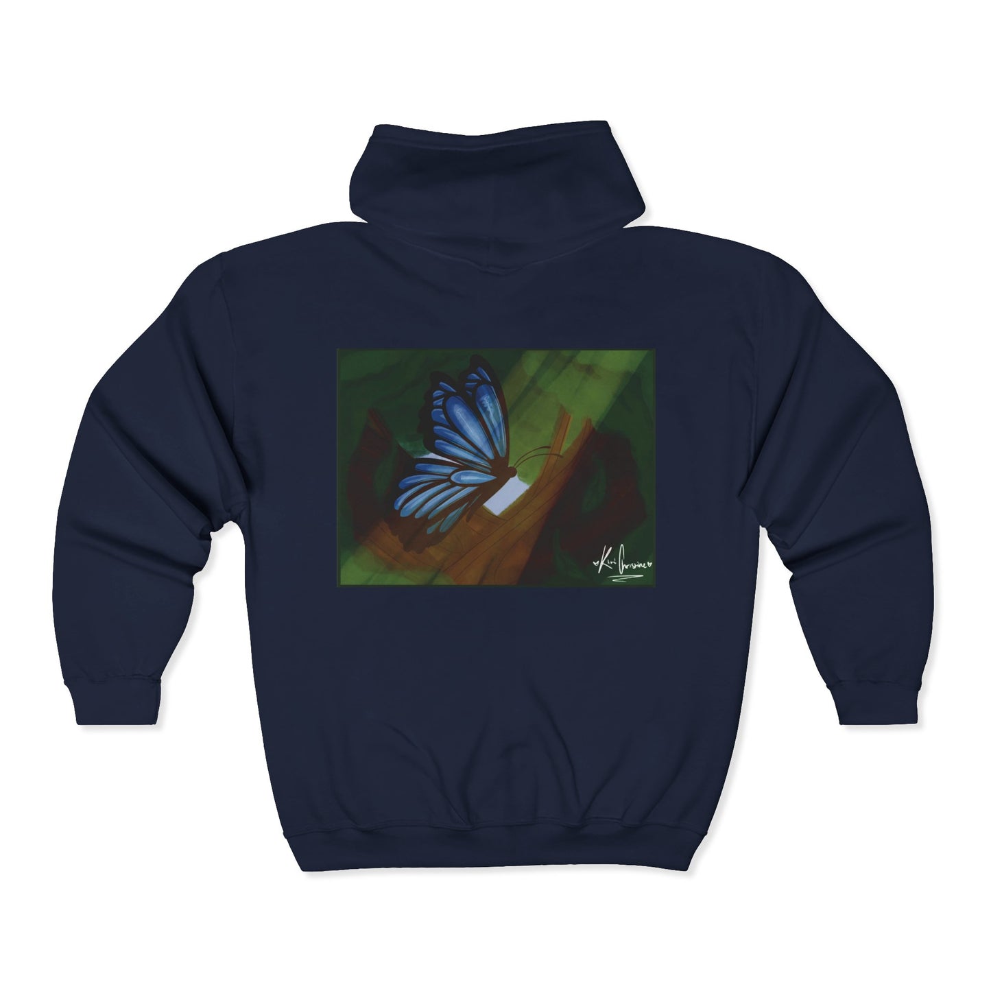 Unisex Zip Up Sweatshirt - Blue Butterfly