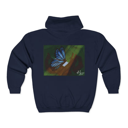 Unisex Zip Up Sweatshirt - Blue Butterfly