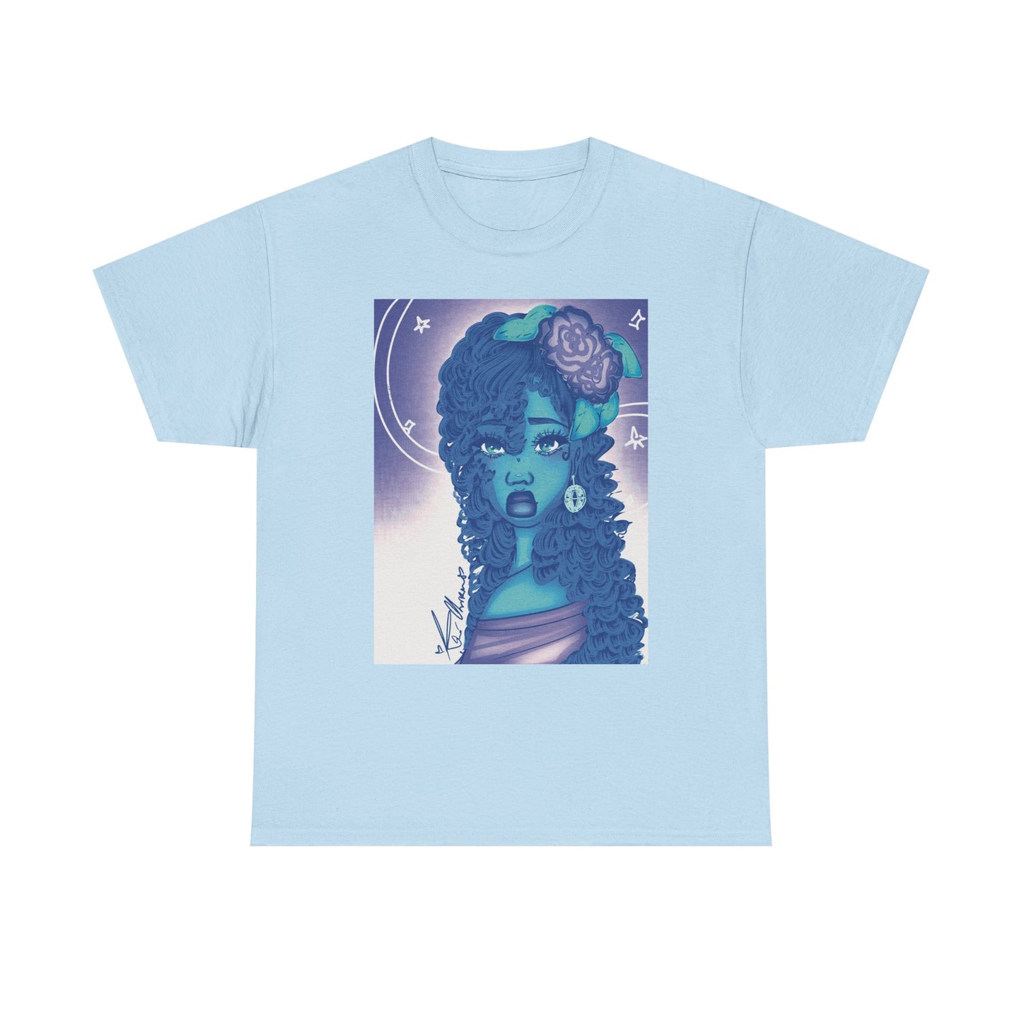 Unisex Heavy Cotton Tee (Blue Rose)