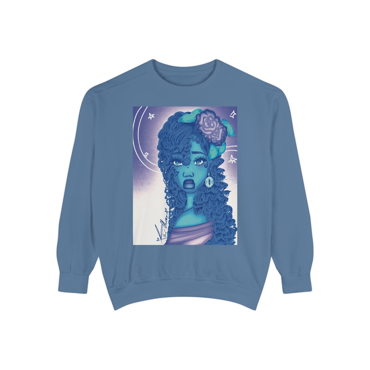 Unisex Garment-Dyed Sweatshirt (Blue Rose)